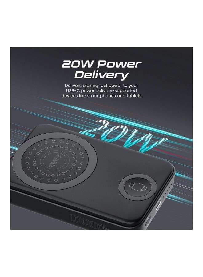 PROMATE - 10000 mAh Wireless Power Bank, 3-In-1 Portable Charger With 15W Magsafe Wireless Charger, 2.5W Apple Watch Charger And 20W Usb-C Power Delivery For Iphone 14,15 Apple Watch 8, Galaxy S23, Powermag-Trio Black - Image 1