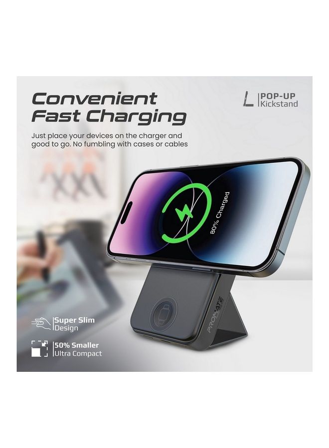 PROMATE - 10000 mAh Wireless Power Bank, 3-In-1 Portable Charger With 15W Magsafe Wireless Charger, 2.5W Apple Watch Charger And 20W Usb-C Power Delivery For Iphone 14,15 Apple Watch 8, Galaxy S23, Powermag-Trio Black - Image 1