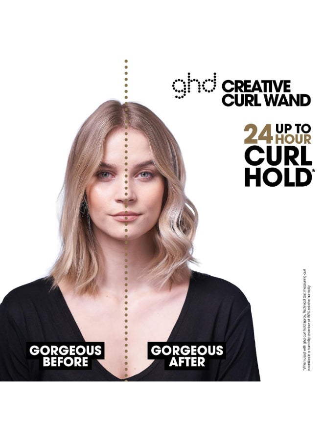 ghd - Creative Curl Tapered Hair Curling Wand ― 1" Innovative Round Base To 0.9" Tip With Safer-For-Hair Styling Temperature, Designed To Create Tight, Textured Hair Curls To Soft Black - Image 1