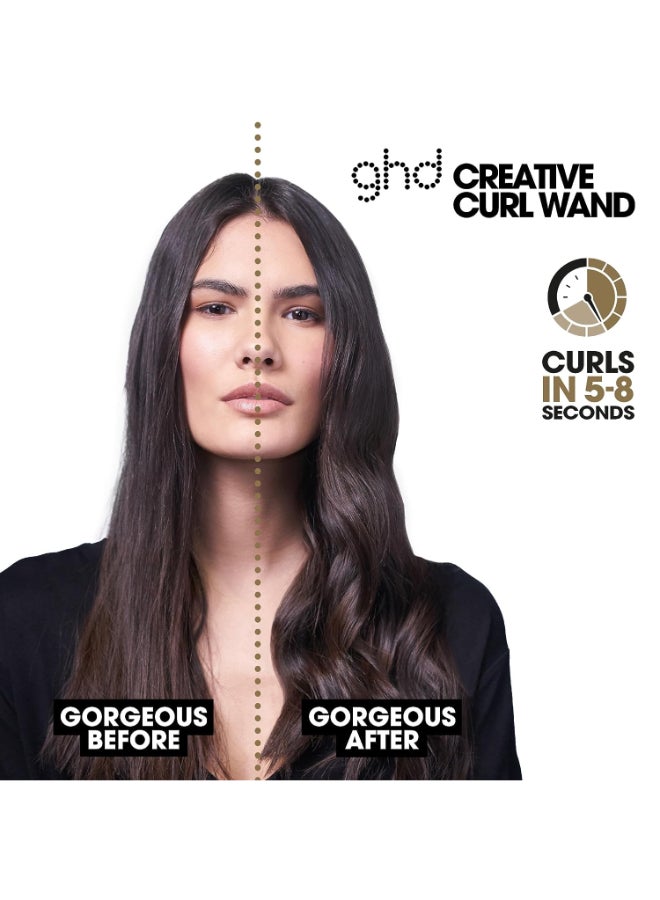 ghd - Creative Curl Tapered Hair Curling Wand ― 1" Innovative Round Base To 0.9" Tip With Safer-For-Hair Styling Temperature, Designed To Create Tight, Textured Hair Curls To Soft Black - Image 1
