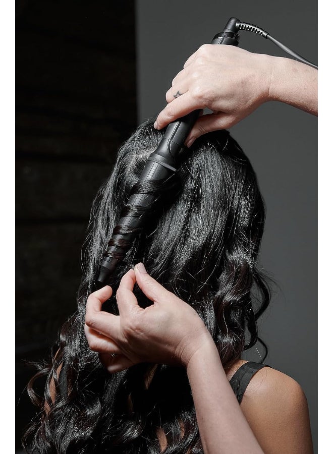 ghd - Creative Curl Tapered Hair Curling Wand ― 1" Innovative Round Base To 0.9" Tip With Safer-For-Hair Styling Temperature, Designed To Create Tight, Textured Hair Curls To Soft Black - Image 1