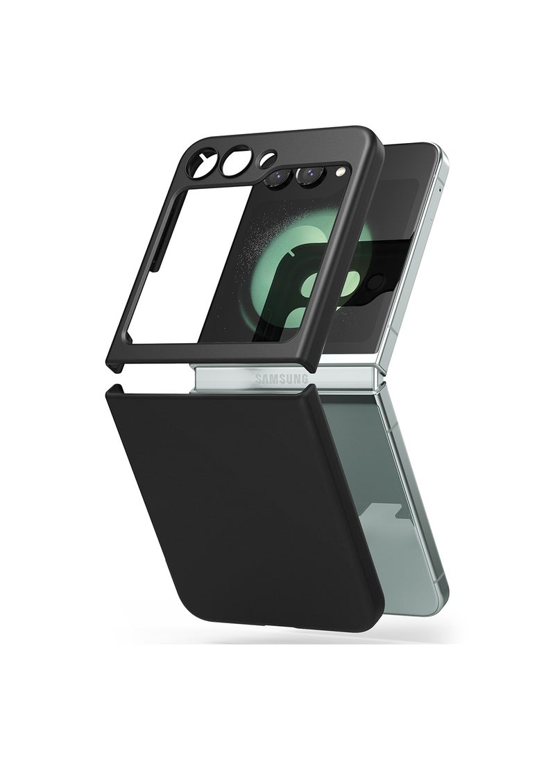 Ringke Slim Minimalist Fit Compatible With Samsung Galaxy Z Flip 5 Case For Women And Men, Simple Modern Sleek Design, Protective Sturdy Solid 5G Cover Lanyard Hole Black  - Image 1