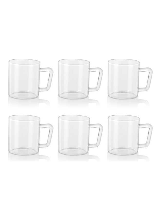 BOROSIL Vision Colour Mug Set Of 6, Brown Handle, Microwavable White  - Image 2