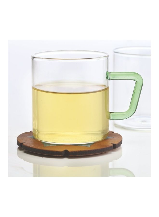 BOROSIL - Vision Classic Mug Set Of 6 -Green Handle-Microwavable, Borosilicate White/Green - Image 1