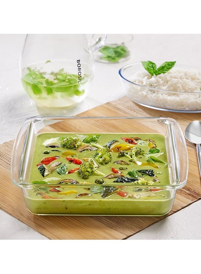 BOROSIL Microwavable Square Baking Dish With Handle- Microwave, Oven And Dishwasher Proof White 1.6Liters  - Image 3