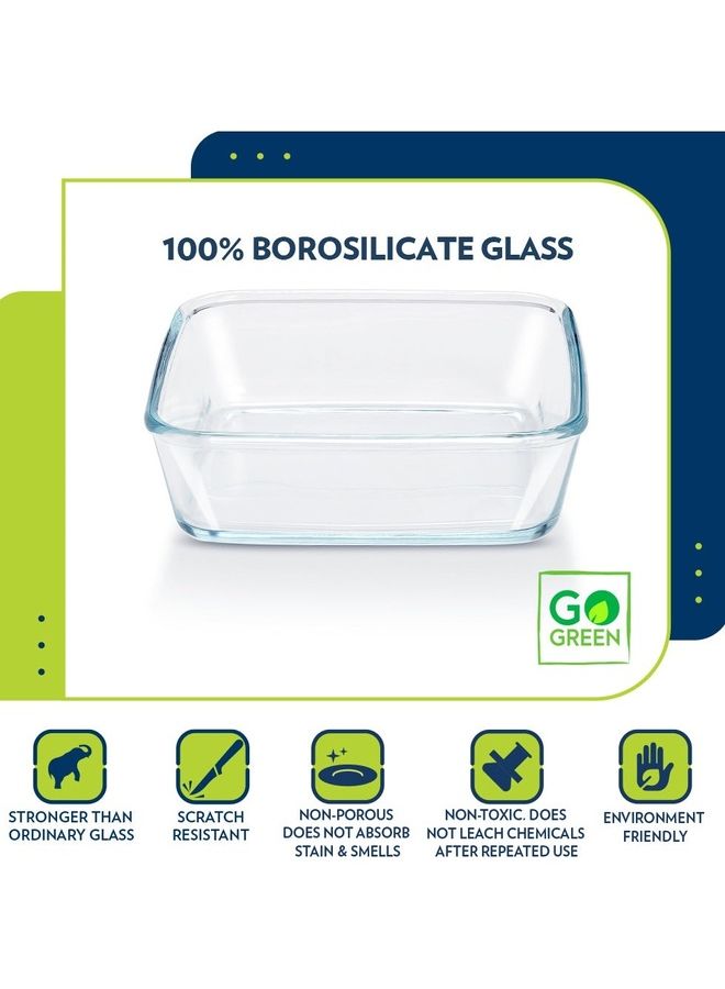 BOROSIL Microwavable Square Baking Dish With Plastic Lid - Microwave, Oven And Dishwasher Proof White 800ml  - Image 2