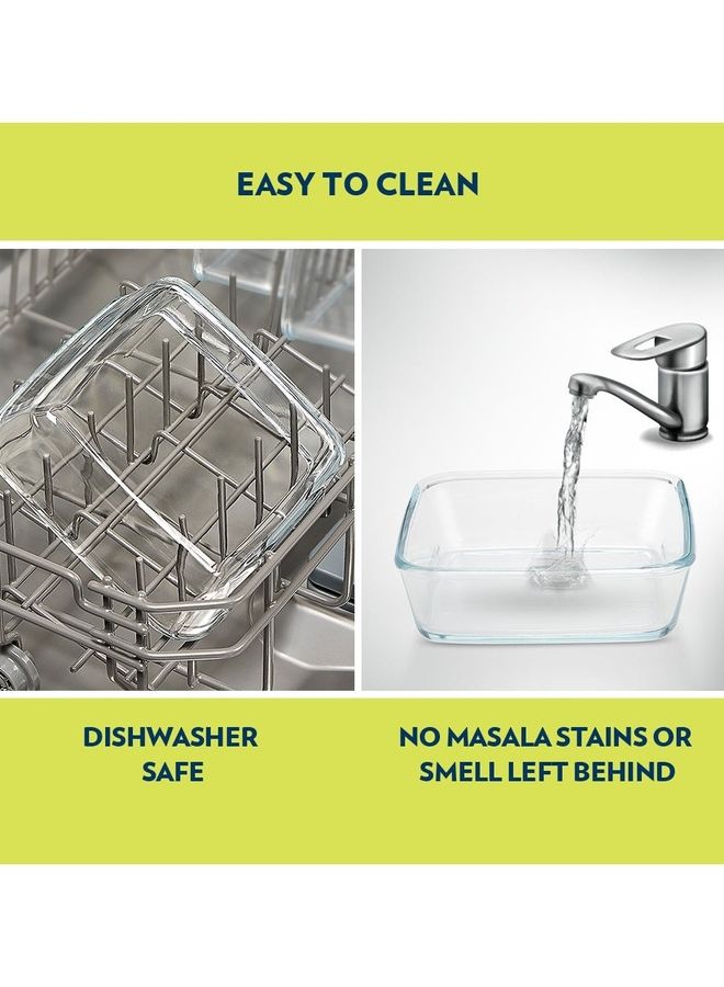 BOROSIL Microwavable Square Baking Dish With Plastic Lid - Microwave, Oven And Dishwasher Proof White 800ml  - Image 3