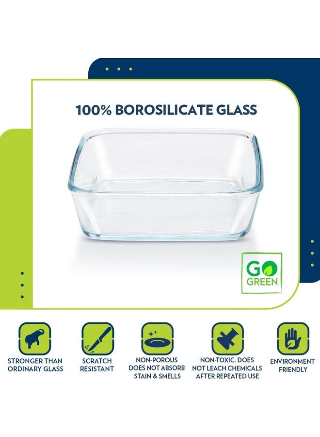 BOROSIL Microwavable Square Baking Dish With Plastic Lid - Microwave, Oven And Dishwasher Proof White 1.6Liters  - Image 2