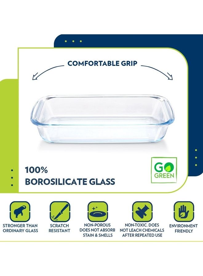 بوروسيل طبق مستطيل عميق قابل للميكروويف مع مقبض وميكروويف وفرن وغسالة أطباق أبيض 3 لتر - Image 3