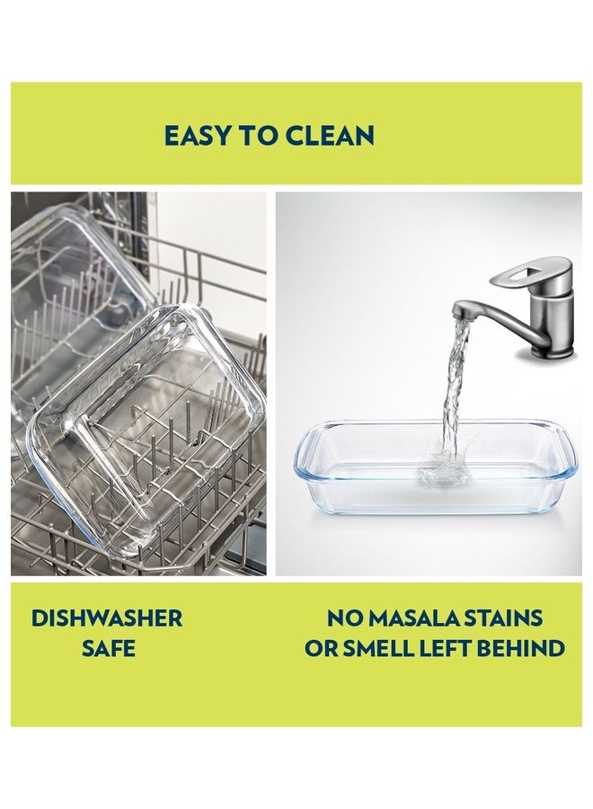 بوروسيل طبق مستطيل عميق قابل للميكروويف مع مقبض وميكروويف وفرن وغسالة أطباق أبيض 3 لتر - Image 4