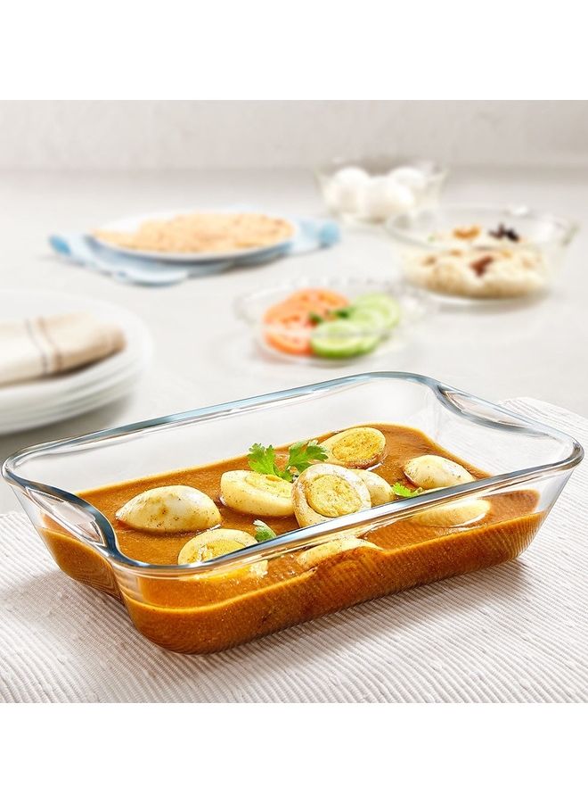 بوروسيل طبق مستطيل سهل الإمساك بمقبض وميكروويف وغسالة أطباق أبيض 2.5 لتر - Image 1