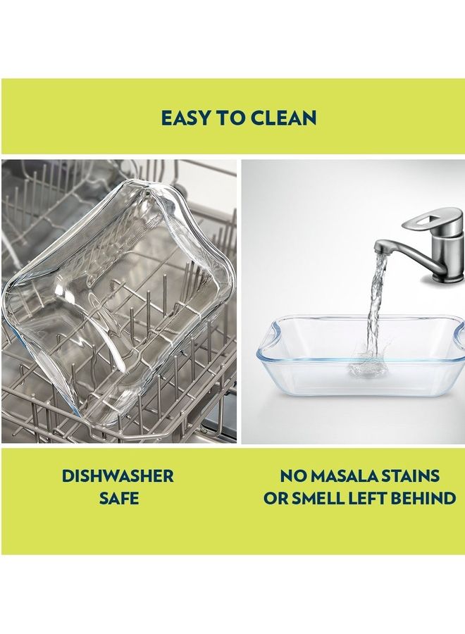 بوروسيل طبق مستطيل سهل الإمساك بمقبض وميكروويف وغسالة أطباق أبيض 2.5 لتر - Image 4