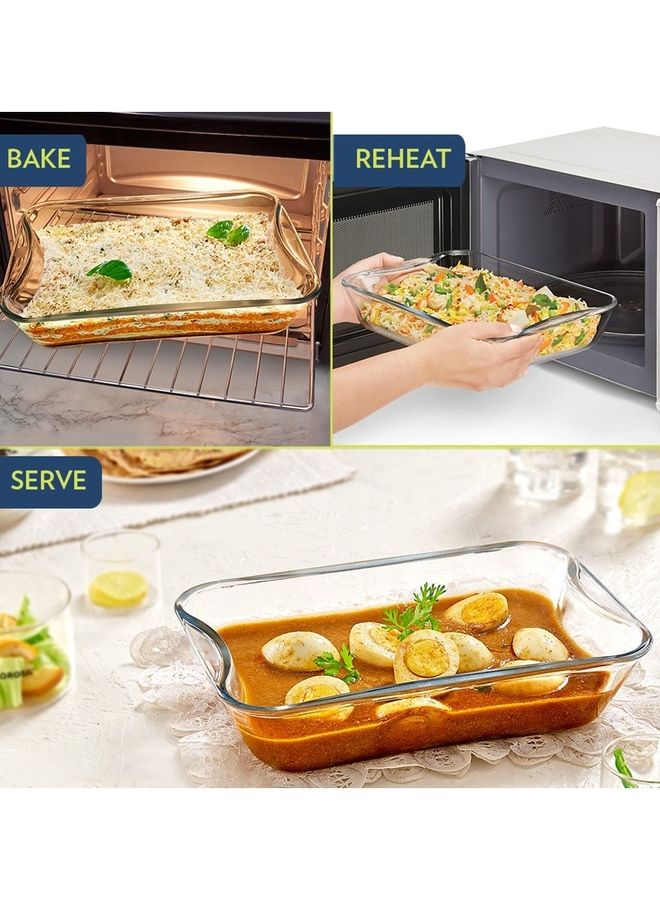 بوروسيل طبق مستطيل سهل الإمساك بمقبض وميكروويف وغسالة أطباق أبيض 2.5 لتر - Image 5