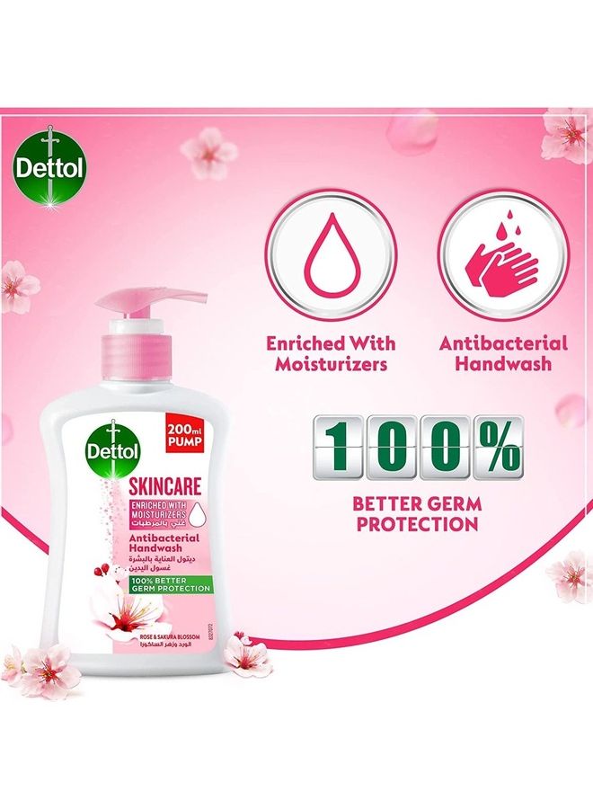 ديتول Anti-Bacterial Skincare Handwash Liquid Soap With Pump Pack Of 2 Pink 2x200ml  - Image 3