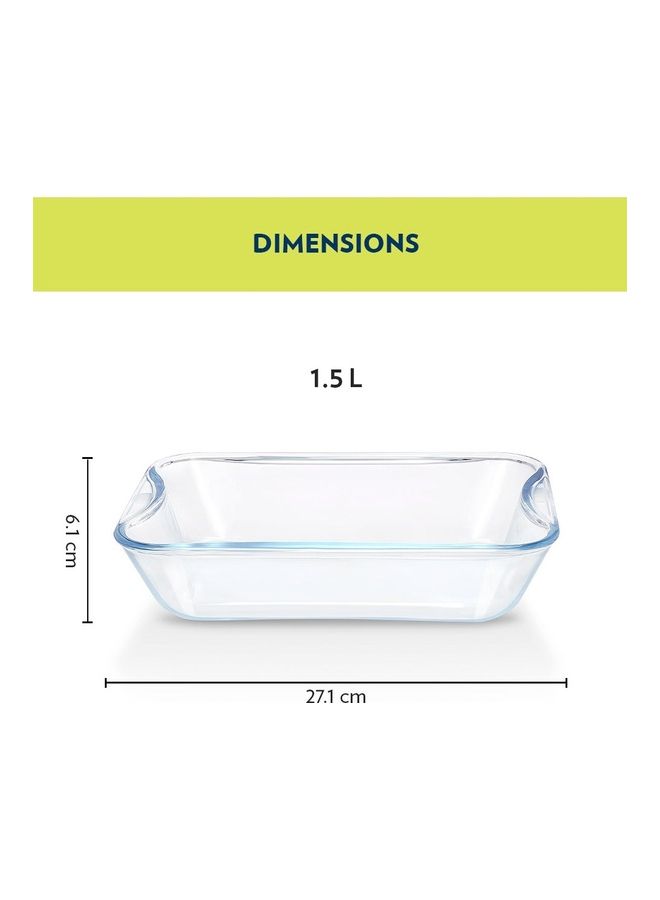 Easy Grip Rectangular Dish With Handle, Microwave, Oven And Dishwasher Proof White 1.5Liters - v1692329846/N53429663A_2