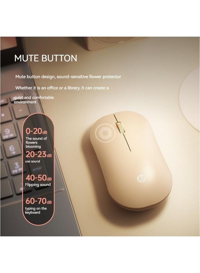 HP - DM10 Wireless bluetooth dual-mode mouse mute laptop office ipad tablet mac apple universal Milk Tea - Image 1