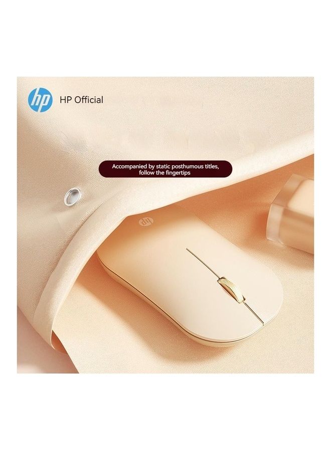 HP - DM10 Wireless bluetooth dual-mode mouse mute laptop office ipad tablet mac apple universal Milk Tea - Image 1