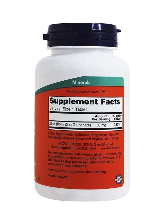 Now Foods - Zinc Gluconate 50Mg 250 Tablets - Image 1