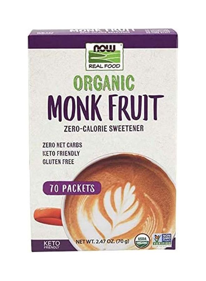 Now Foods Now Foods, Real Food Organic Monk Fruit Zero-Calorie Sweetener, 70 Packets - 2.47 Oz (70 G), Packaging May Vary 