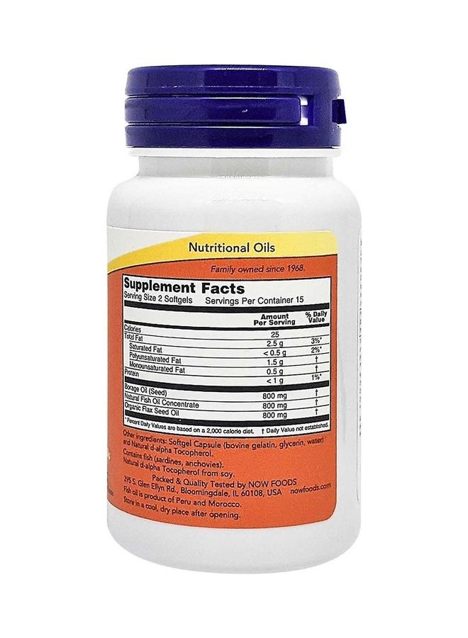 Now Foods Now Foods Super Omega 3-6-9 1200 Mg  30 Softgels - Image 2