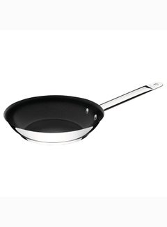 Professional 2.9L Stainless Steel Shallow Frying Pan With Tri-Ply Bottom And Interior PFOA Free Nonstick Coating Black/Silver 30cmcm