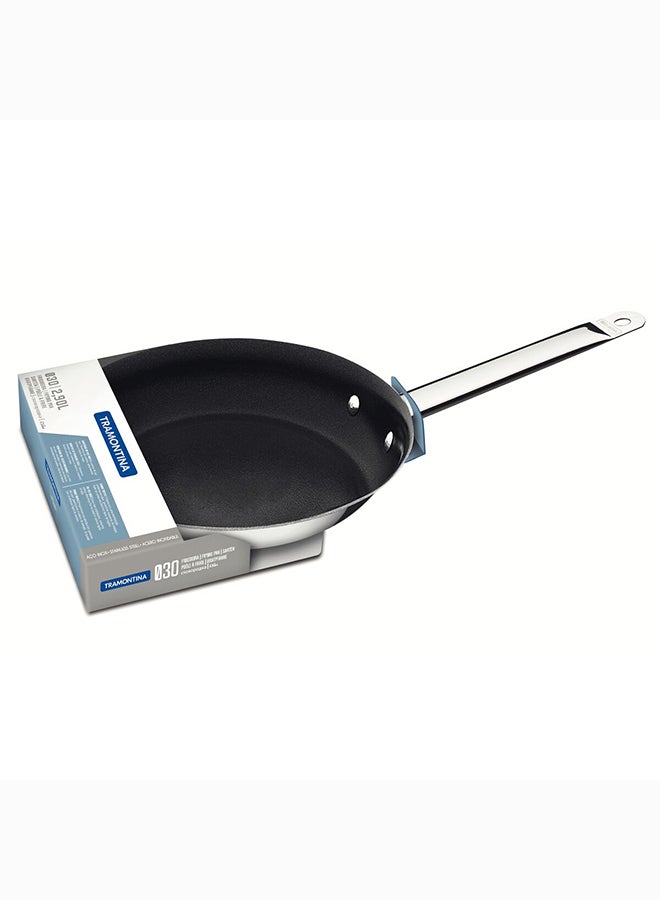 TRAMONTINA - Professional 2.9L Stainless Steel Shallow Frying Pan With Tri-Ply Bottom And Interior PFOA Free Nonstick Coating Black/Silver 30cmcm - Image 1