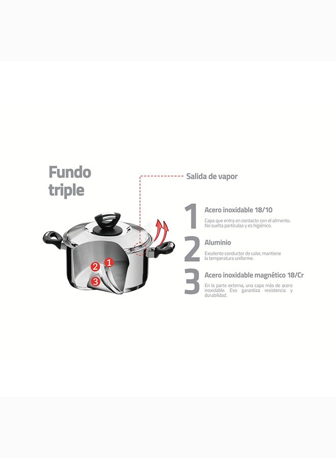 TRAMONTINA Solar Bakelite 4.7L Stainless Steel Saucepan With Tri-Ply Bottom Silver 24 cmcm  - Image 2
