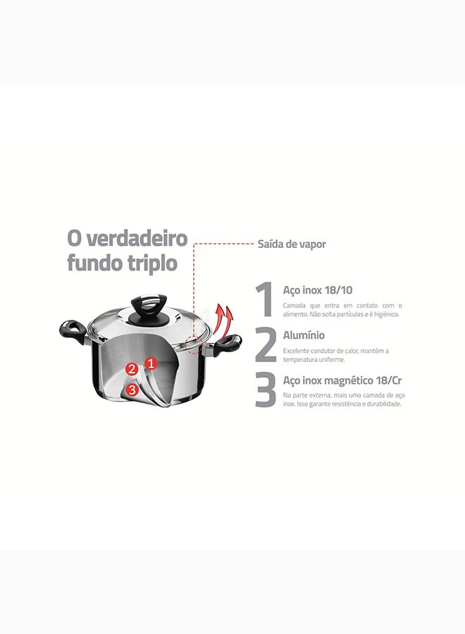 TRAMONTINA Solar Bakelite 4.7L Stainless Steel Saucepan With Tri-Ply Bottom Silver 24 cmcm  - Image 4