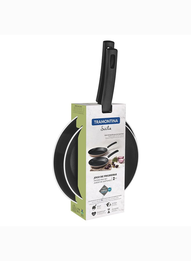 TRAMONTINA - Sicilia 2 Pieces Hazelnut Aluminum Frying Pan Set With Interior And Exterior Starflon Excellent PFOA Free Nonstick Coating Hazelnut 24+28cm - Image 1