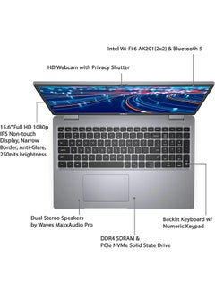 DELL Latitude 5520 Business (Upgraded Version) Laptop With 15.6-Inch FHD Display, Core i5-1135G7 Processor/32GB RAM/1TB SSD/Integrated Graphics/Windows 10 Pro English Grey  - Image 3