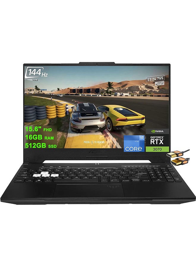 TUF Dash F15 Gaming (Upgraded Version) Laptop 15.6" FHD 144Hz (Adaptive-Sync) 12th Gen Intel 10-Core i7-12650H (Beats i9-11950H) 32GB RAM 2TB SSD GeForce RTX 3070 8GB Backlit Thunderbolt Win11 + HDMI Cable English Black