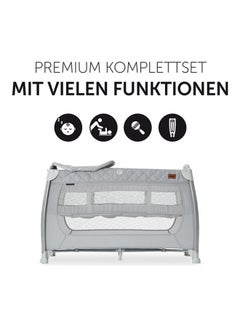 hauck Travel Cots Play N Relax Center Foldable, Wheeled, Newborn Attachment, Changing Top, Side Pocket, Easy To Fold, Tilt - Resistant Design , Modern Style, For Babies Up To 15 Kg - Grey  - Image 2