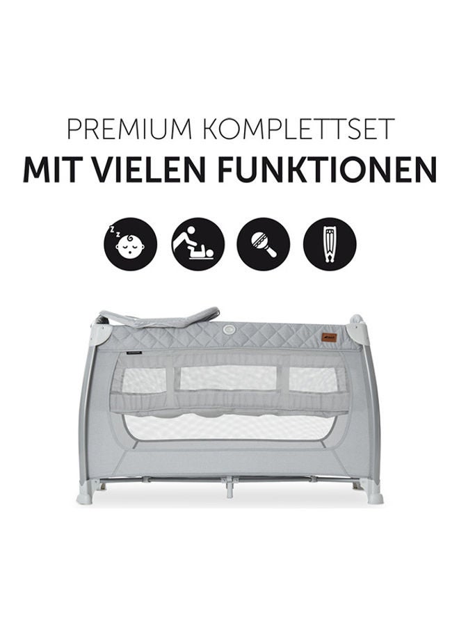 hauck - Travel Cots Play N Relax Center Foldable, Wheeled, Newborn Attachment, Changing Top, Side Pocket, Easy To Fold, Tilt - Resistant Design , Modern Style, For Babies Up To 15 Kg - Grey - Image 1