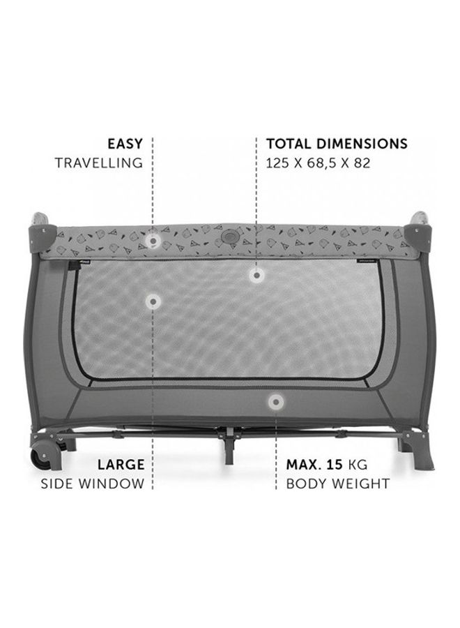 hauck - Travel Cot Set Sleep N Play Center/For Babys And Toddlers From Birth Up To 15 Kg / 120 X 60 cm/Changing Table / 2Nd Level/Wheels/Side Hatch/Foldable/Transport Bag/Nordic Grey - Image 1