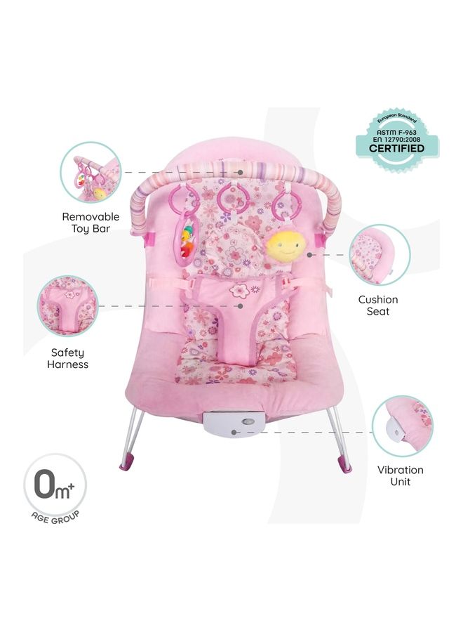 Moon Hop-Hop Bouncer-Pink with Soft Rattle Toy-Bunny - Image 2