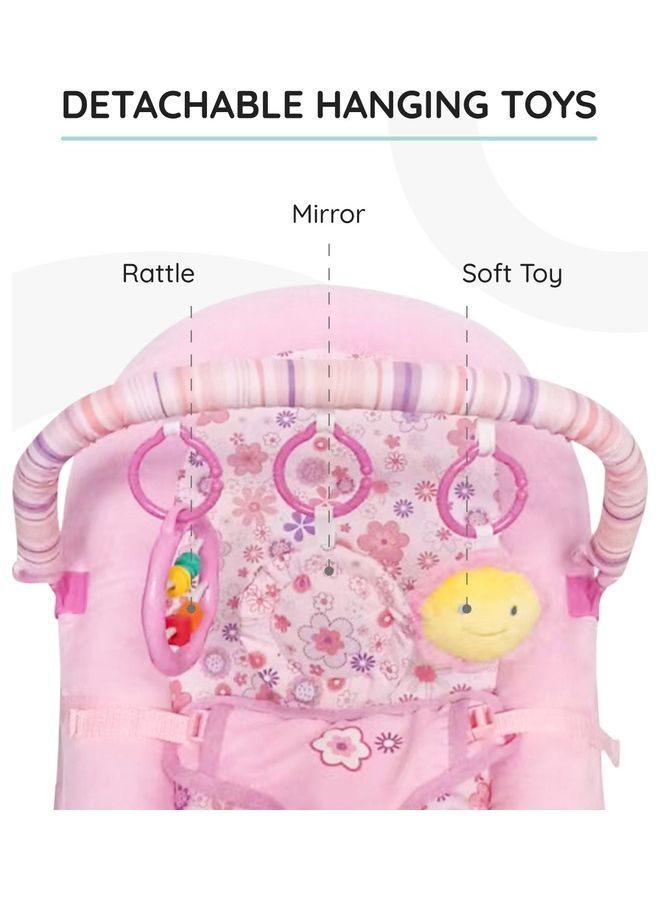 Moon Hop-Hop Bouncer-Pink with Soft Rattle Toy-Bunny - Image 3