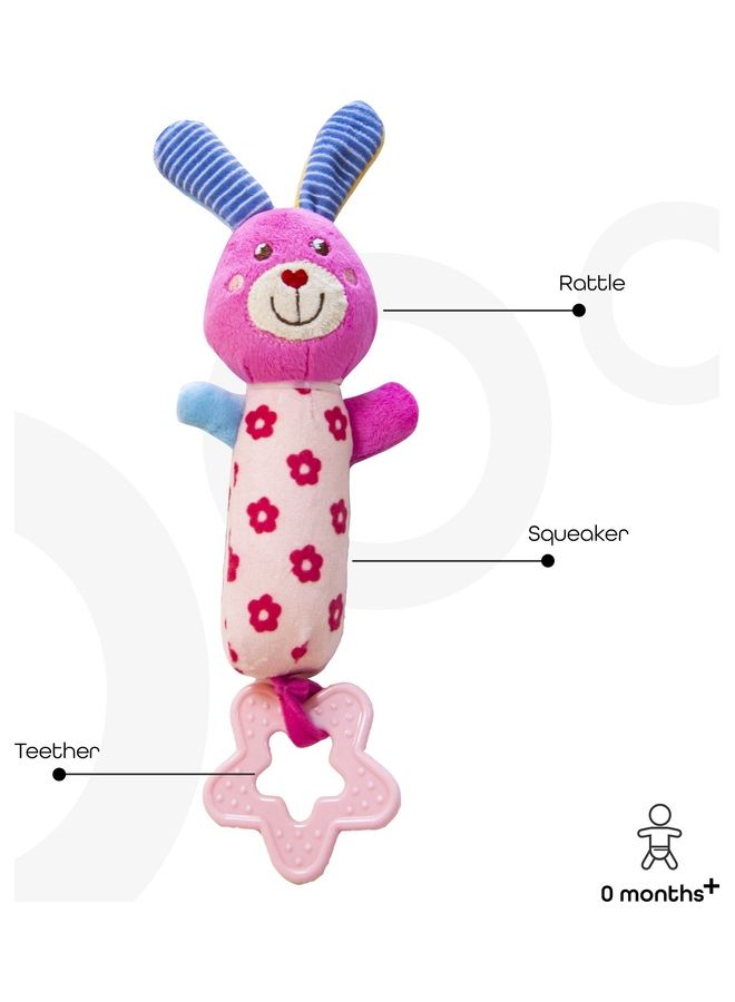 Moon Hop-Hop Bouncer-Pink with Soft Rattle Toy-Bunny - Image 4