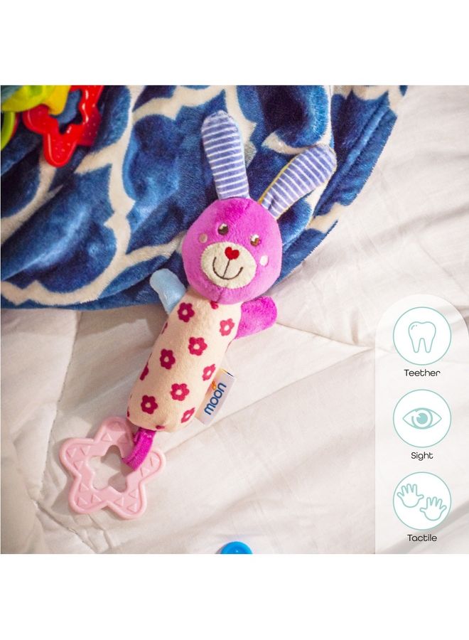 Moon Hop-Hop Bouncer-Pink with Soft Rattle Toy-Bunny - Image 5