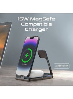 بروميت شاحن لاسلكي 3 في 1 ذو هيكل نحيف للغاية وقابل للطي ومحطة شحن MagSafe شفافة بقدرة 15 وات  - Image 4