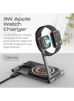 بروميت شاحن لاسلكي 3 في 1 ذو هيكل نحيف للغاية وقابل للطي ومحطة شحن MagSafe شفافة بقدرة 15 وات  - Image 5