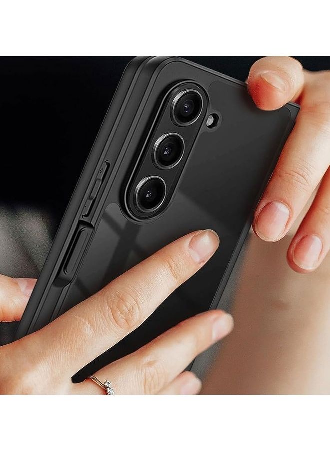 مارجون Samsung Galaxy Z Fold5 Case TPU PC Hybrid Mobile Phone Tempered Glass Clear Cover Black - Image 4