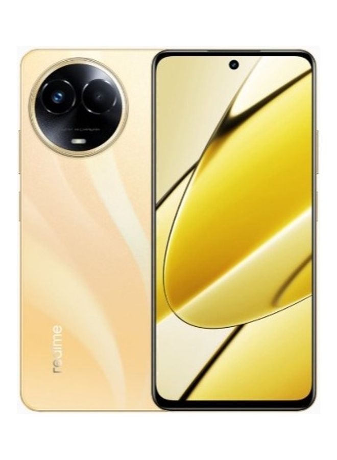 هاتف Realme 11 ثنائي الشريحة باللون الذهبي اللامع وذاكرة وصول عشوائي سعتها 8 جيجابايت وذاكرة داخلية 256 جيجابايت يدعم تقنية 5G - إصدار الشرق الأوسط