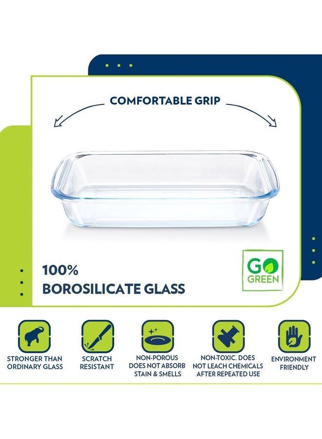 BOROSIL - Microwavable Deep Rectangular Dish With Handle -Microwave, Oven And Dishwasher Proof White 1.5Liters - Image 1