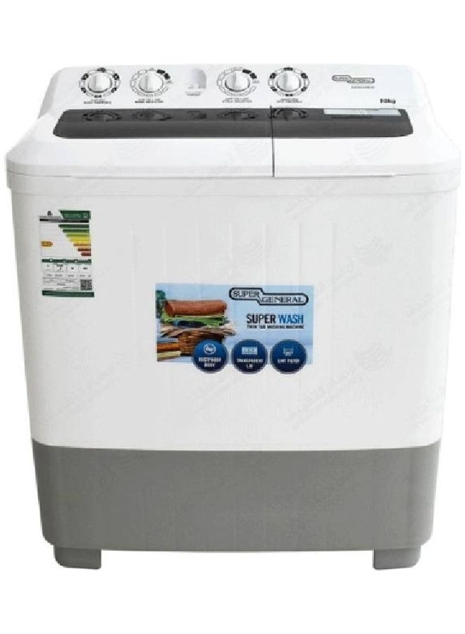 SUPER GENERAL Top Load Twin Tub Washing Machine 10 kg 353 kW KSGW1086N White - Image 1
