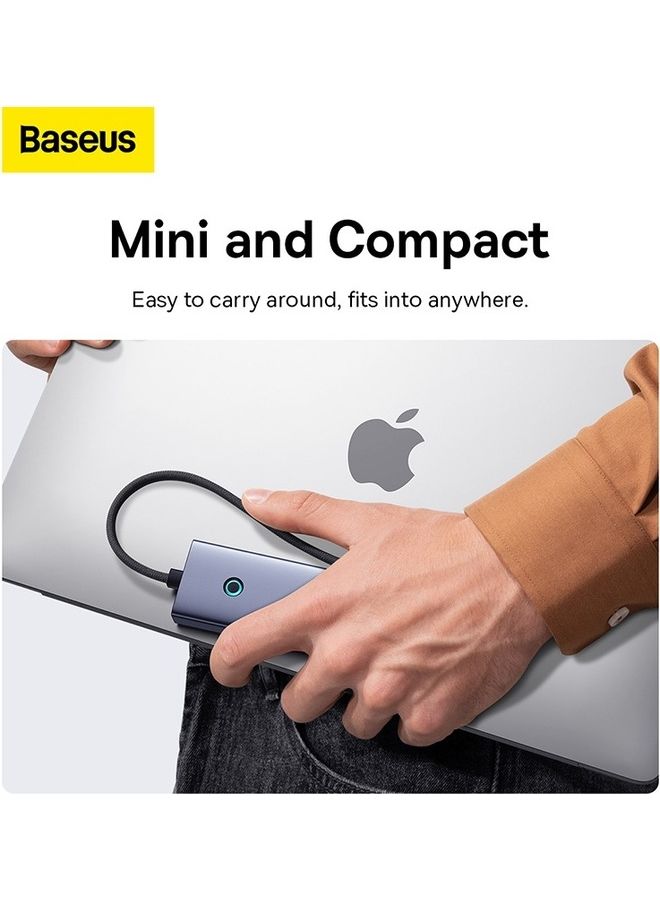Baseus 5 In 1 Type C Hub USB C Extension Dock To HD 4K 30Hz Video Output 4xUSB 3.0 For Laptop Computer Grey  - Image 4