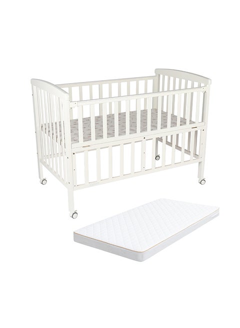 Wooden Portable Crib 129x69x96 With Mattress 126x65x7 Cm