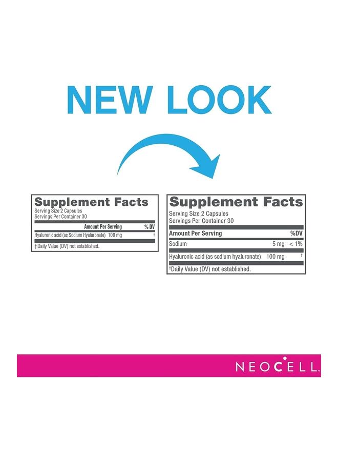 NEOCELL Hyaluronic Acid 100 Mg 60 Caps  - Image 3