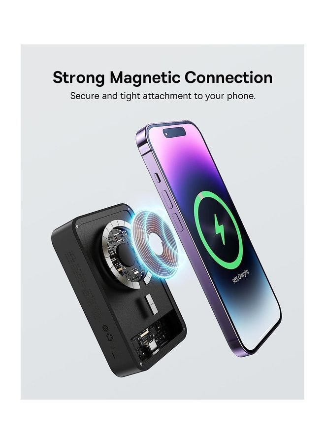 Baseus 20000.0 mAh 20000Mah Magnetic Battery Pack Pd 20W Portable Charger Wireless Power Bank Fast Charging With Usb C Cable Magsafe Charger For Apple Iphone 14/13/12 Series Black  - Image 5