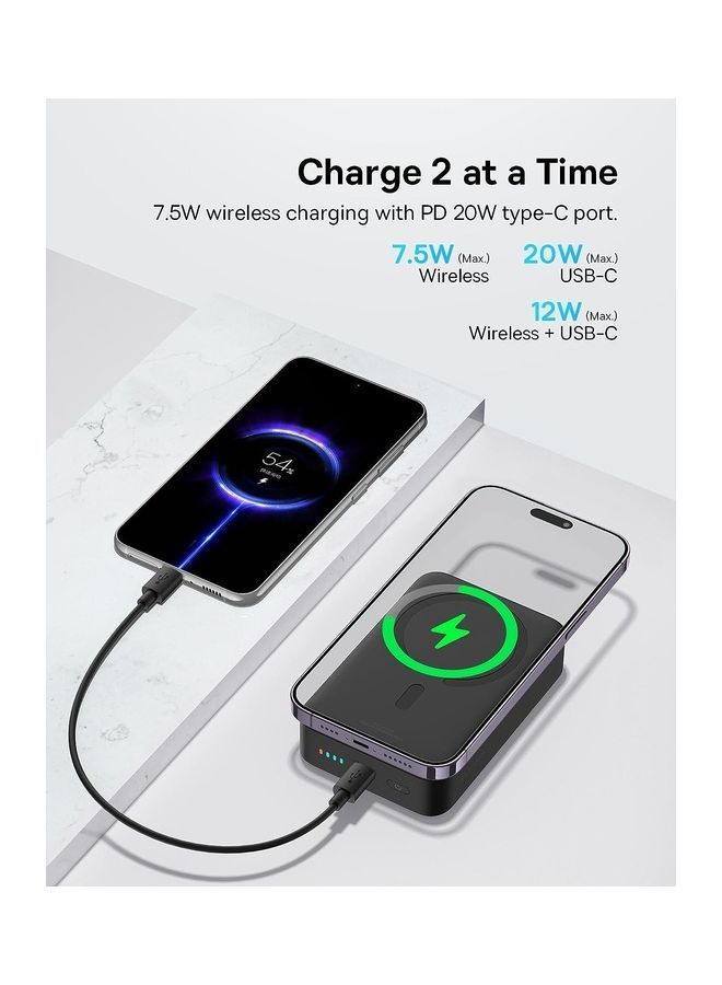Baseus 20000.0 mAh 20000Mah Magnetic Battery Pack Pd 20W Portable Charger Wireless Power Bank Fast Charging With Usb C Cable Magsafe Charger For Apple Iphone 14/13/12 Series Black  - Image 4