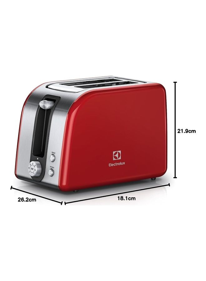 Eed Metallic Design Toaster Defrost And Reheat Function 7 Browning Levels Removable Crumb Tray Stop Button 850.0 W EAT7700R RedSilver